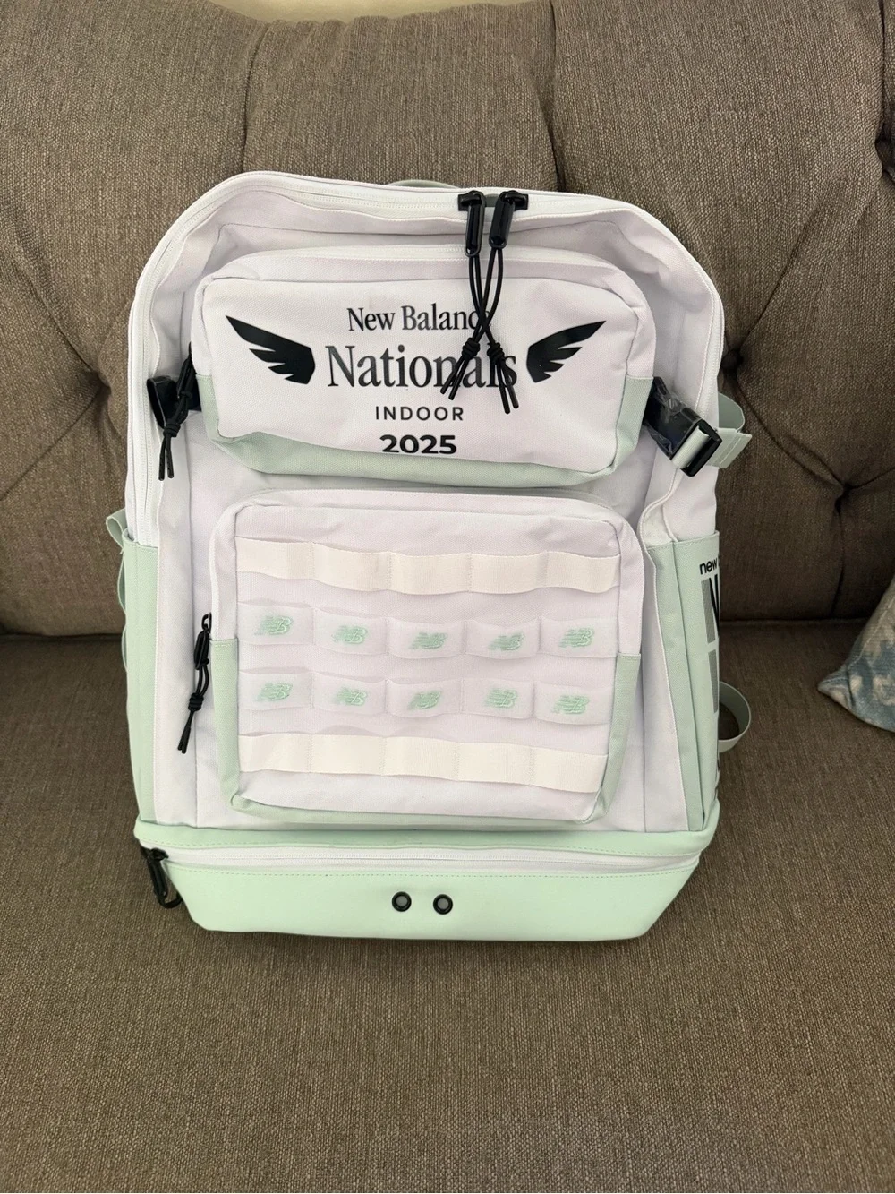 New Balance Mint Green & White Nationals Drawstring Backpack